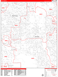 Des Plaines Wall Map Zip Code Red Line Style 2026